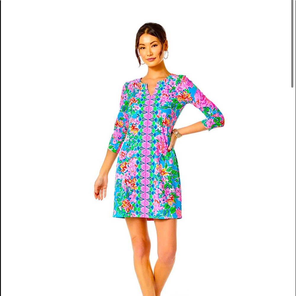 🌸Lilly Pulitzer🌸CHILLYLILLY NADINE DRESS-MULTI ROSE TO THE OCCASION ENGINEERED